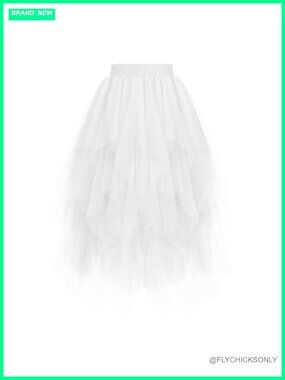 Tulle Tutu Skirt High Waist A-Line Layered Mesh Long Party Skirt